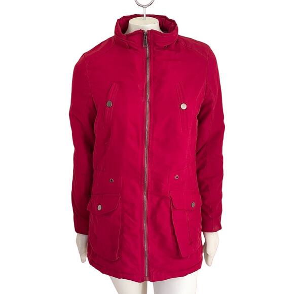 HOLSTARK Faux Fur Lined Quilted Parka in Red NO HOOD SZ M - Picture 13 of 13